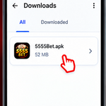 Open downloaded 5555Bet APK file on Android
