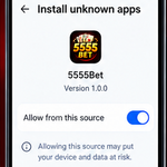 Allow installation permission for 5555Bet APK
