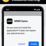 Android installation warning screen for M999 Game APK