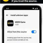 Enabling install unknown apps permission for M999 Game APK