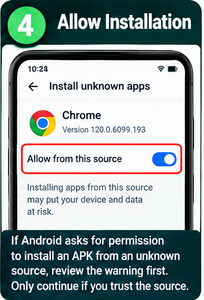 Android permission screen for installing apps from unknown sources