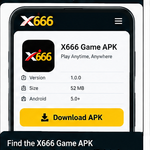 X666 Game APK step 2 showing the APK download option on the apkgamespot website