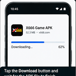 X666 Game APK step 4 showing Android APK download in progress